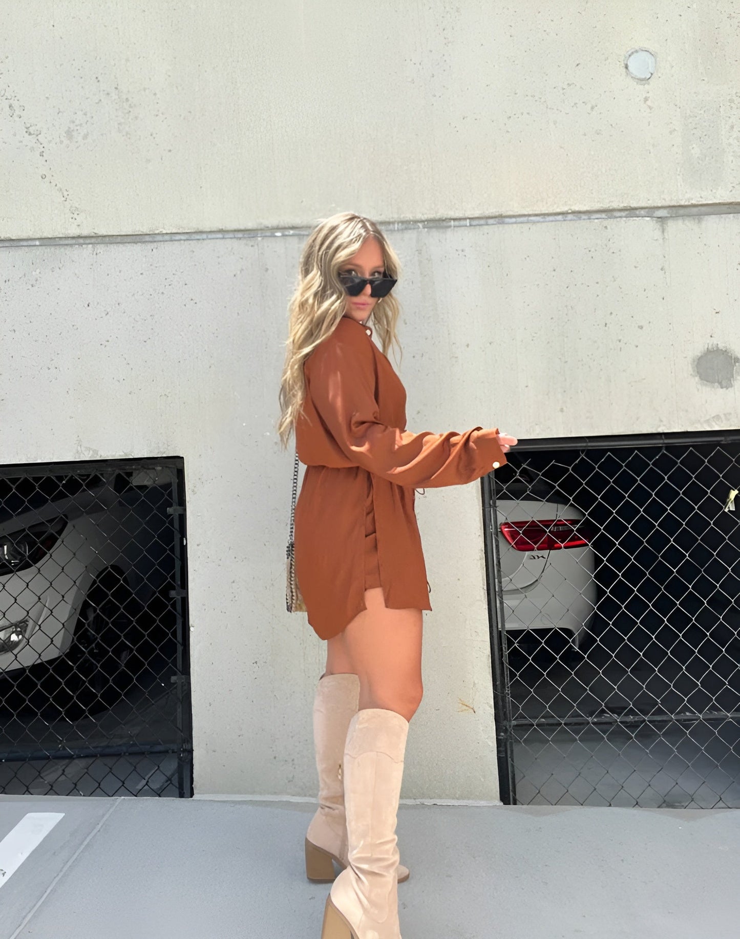 Chandria | Trendy Satin Romper Dress - Ciara & Fiona