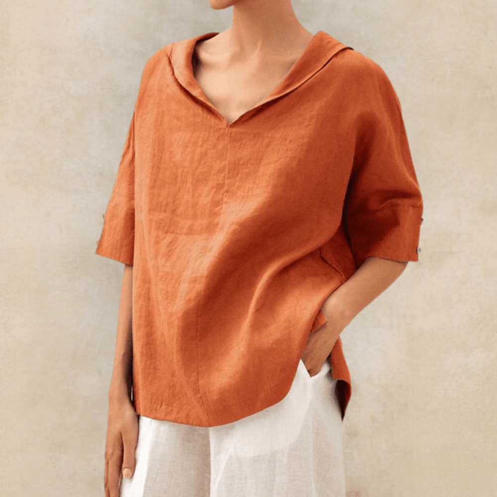 Abby | V - Neck Casual Linen Shirt - Ciara & Fiona