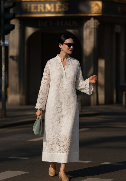 Addison | Graceful White Lace Dress - Ciara & Fiona
