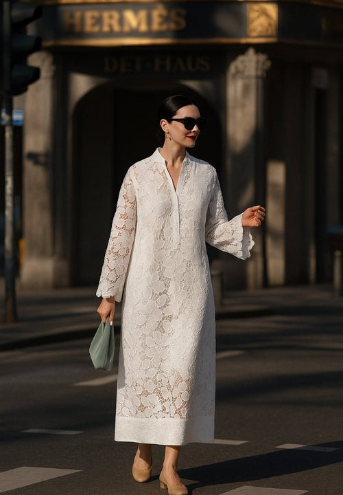 Addison | Graceful White Lace Dress - Ciara & Fiona