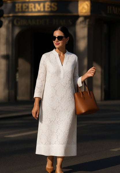 Addison | Graceful White Lace Dress - Ciara & Fiona