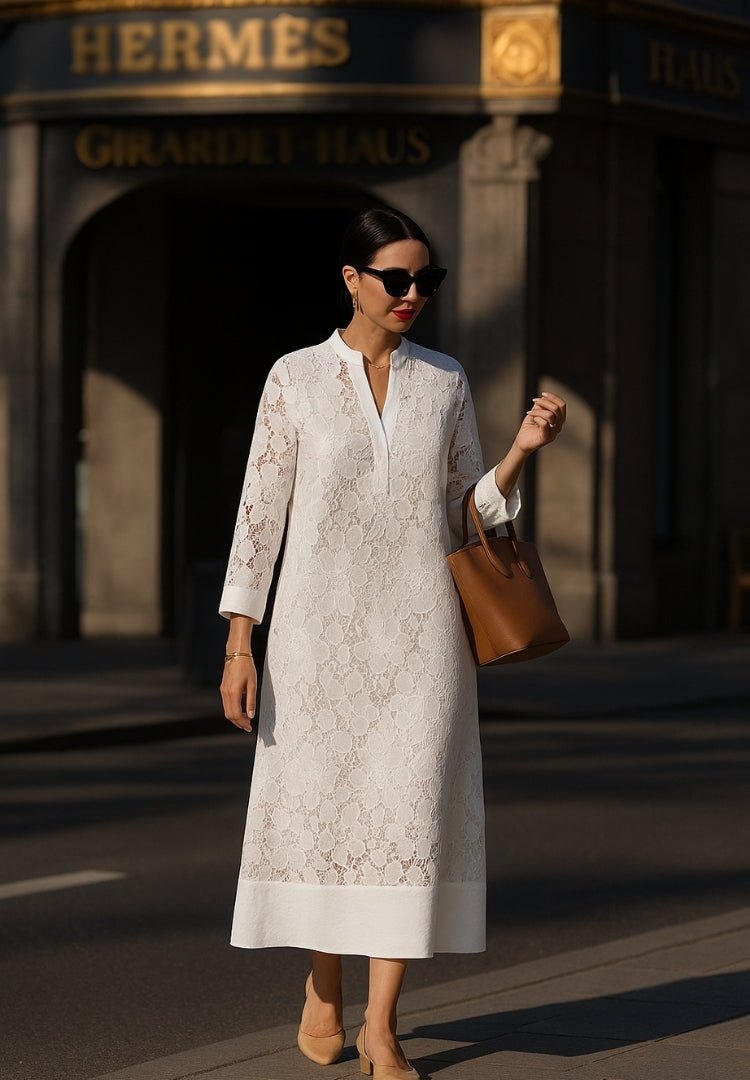 Addison | Graceful White Lace Dress - Ciara & Fiona