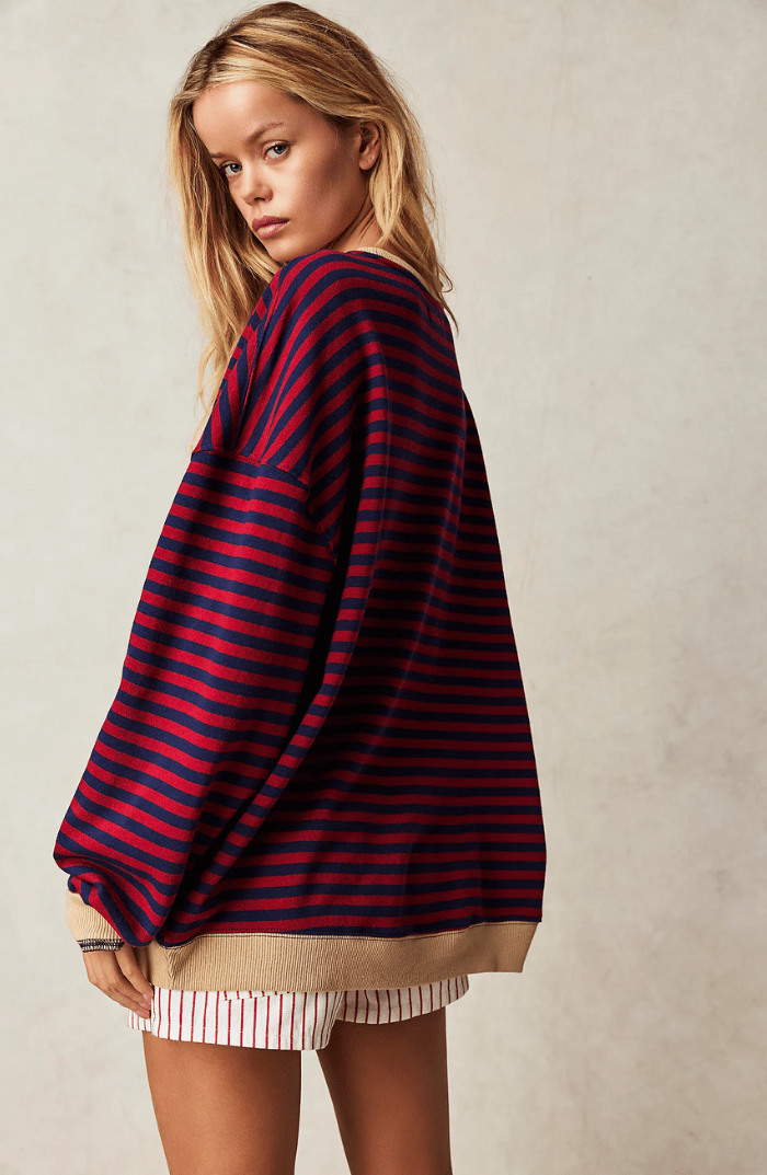 Aine | Striped Oversized Sweater - Ciara & Fiona