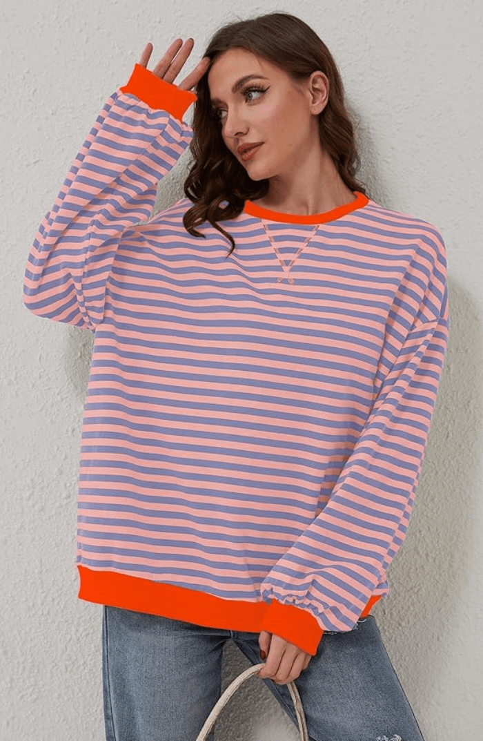 Aine | Striped Oversized Sweater - Ciara & Fiona