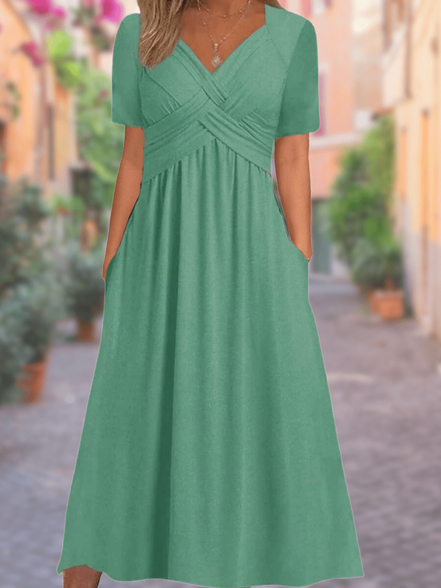 Aitana | Comfortable V - Neck Dress - Ciara & Fiona