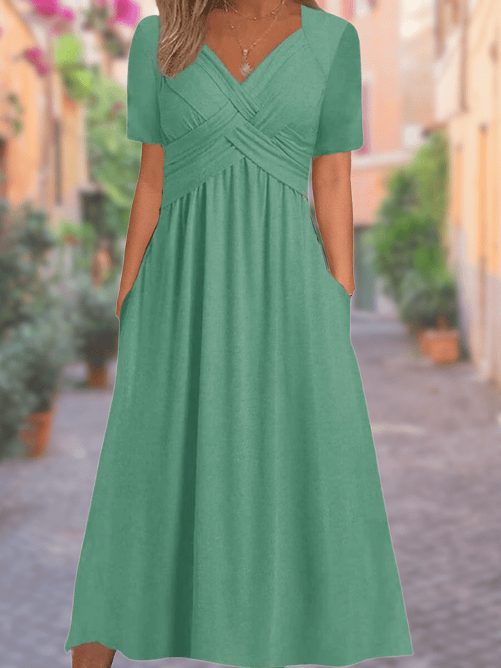 Aitana | Comfortable V - Neck Dress - Ciara & Fiona