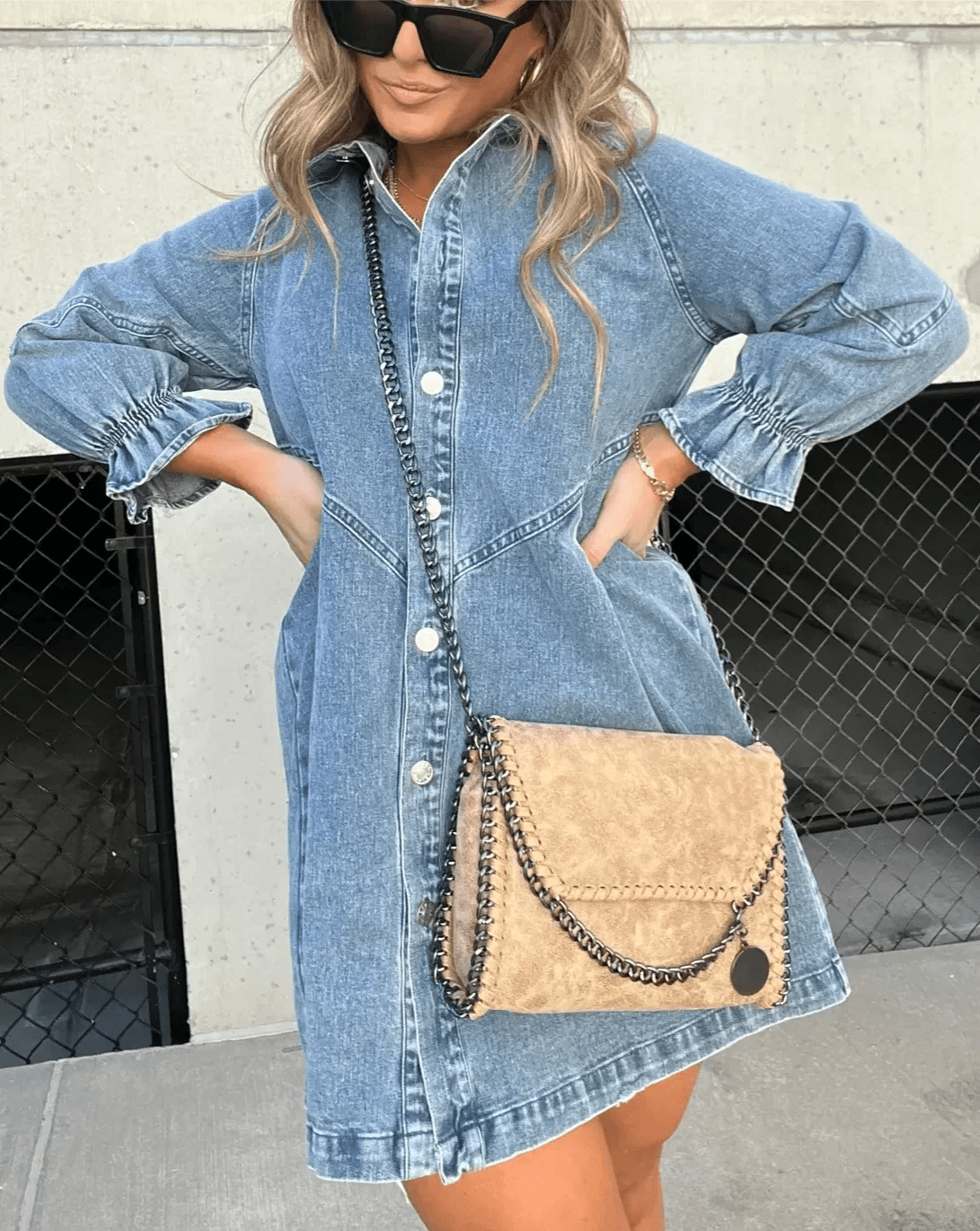 Aiza | Denim Long Sleeve Shirt Dress - Ciara & Fiona