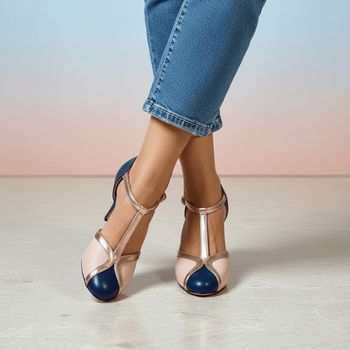 Alessia™ | Colourful and Comfortable T - strap Heels with Round Toes - Ciara & Fiona