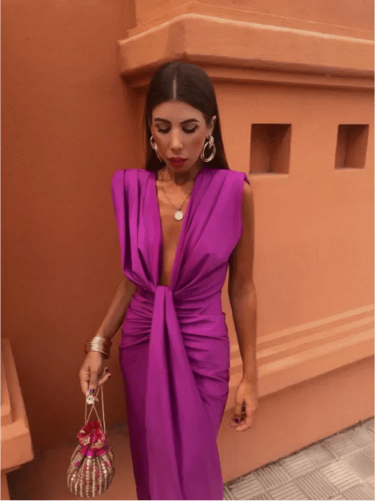 ALYSIA | Pleated Midi Dress with Elegant Flow - Ciara & Fiona