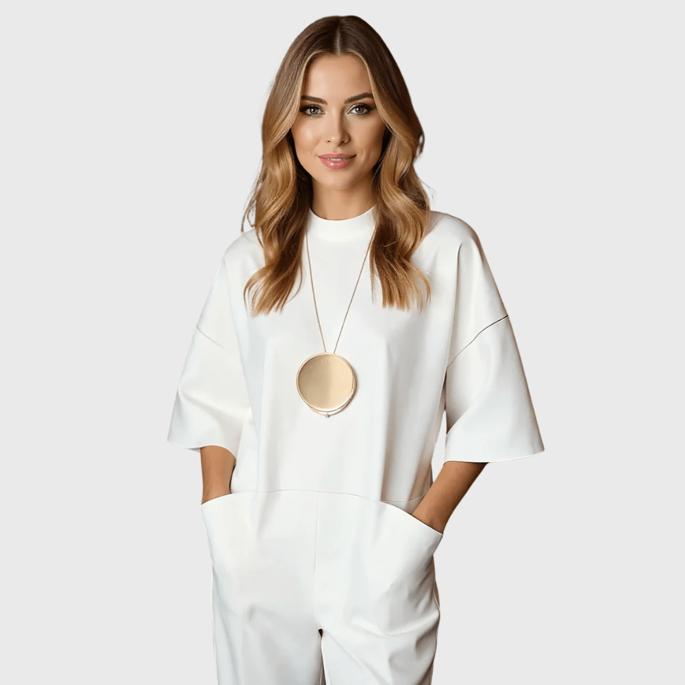 Amedea | Elegant Short - Sleeved Jumpsuit - Ciara & Fiona