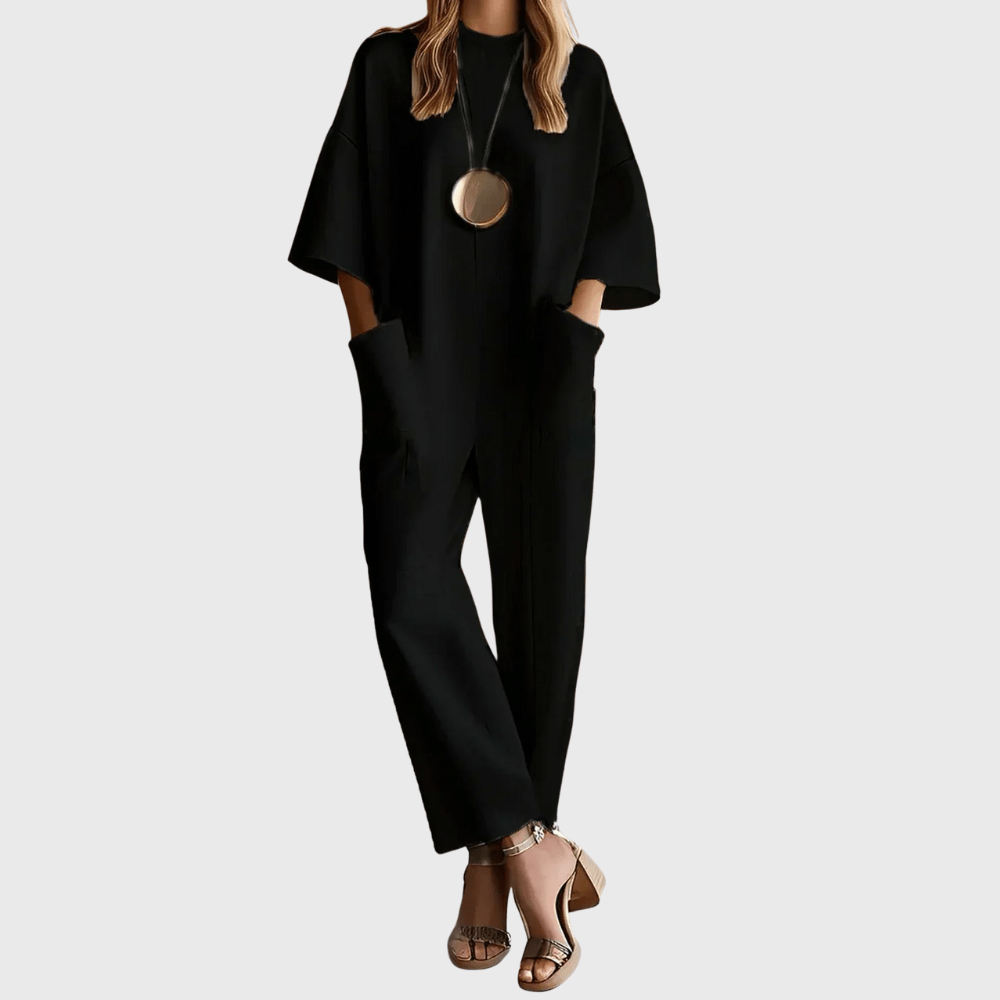 Amedea | Elegant Short - Sleeved Jumpsuit - Ciara & Fiona