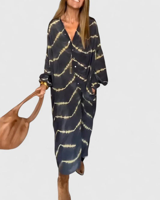 Amelie™ | Elegant Boho Striped Maxi Dress - Luna Hampton