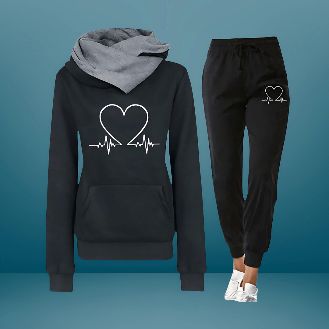 AMORELLA | Heart Print Women’s Tracksuit - Ciara & Fiona