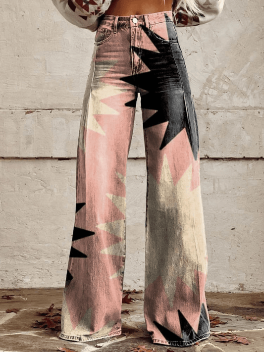Angelina | Geometric Wide - Leg Pants - Ciara & Fiona