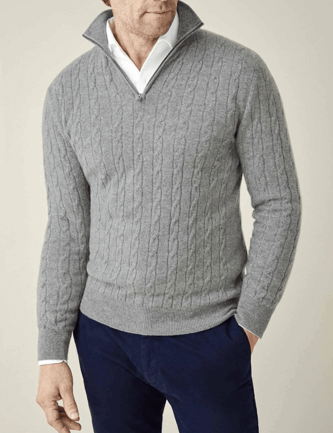 Aslan | Cable Knit Zipper Sweater - Ciara & Fiona