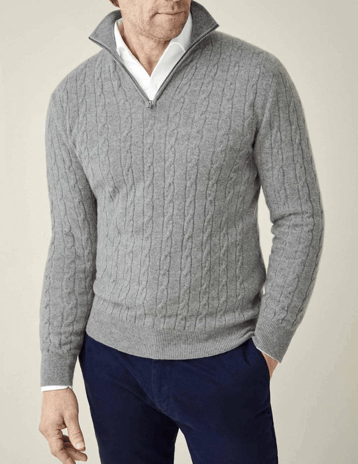 Aslan | Cable Knit Zipper Sweater - Ciara & Fiona