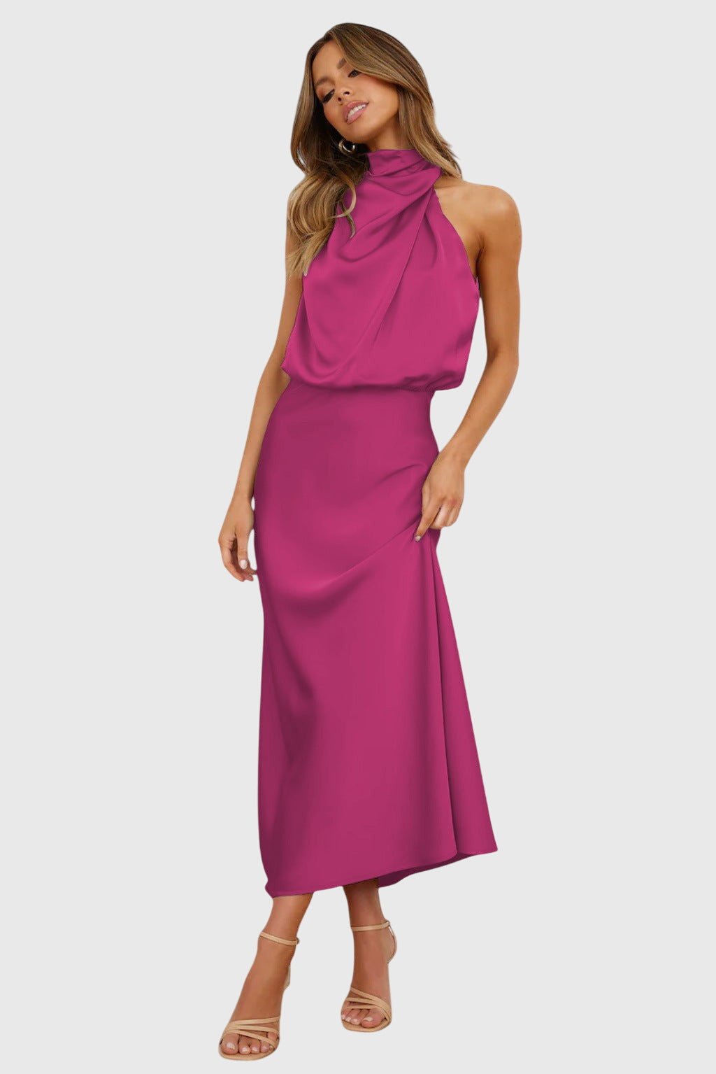Ava™ | Glamorous Satin Halter Dress - Luna Hampton