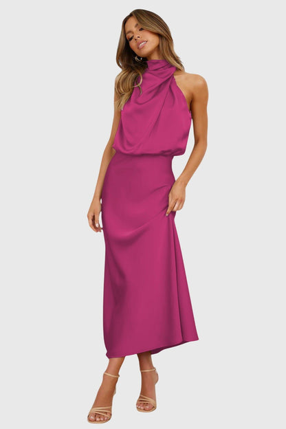 Ava™ | Glamorous Satin Halter Dress - Luna Hampton