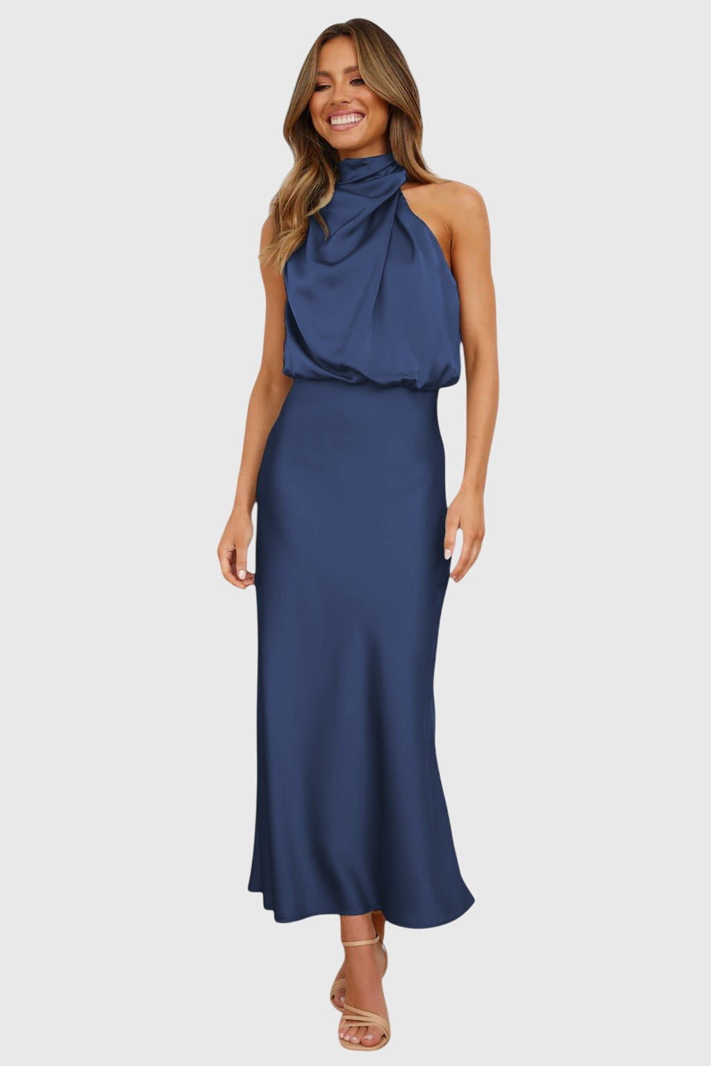 Ava™ | Glamorous Satin Halter Dress - Luna Hampton