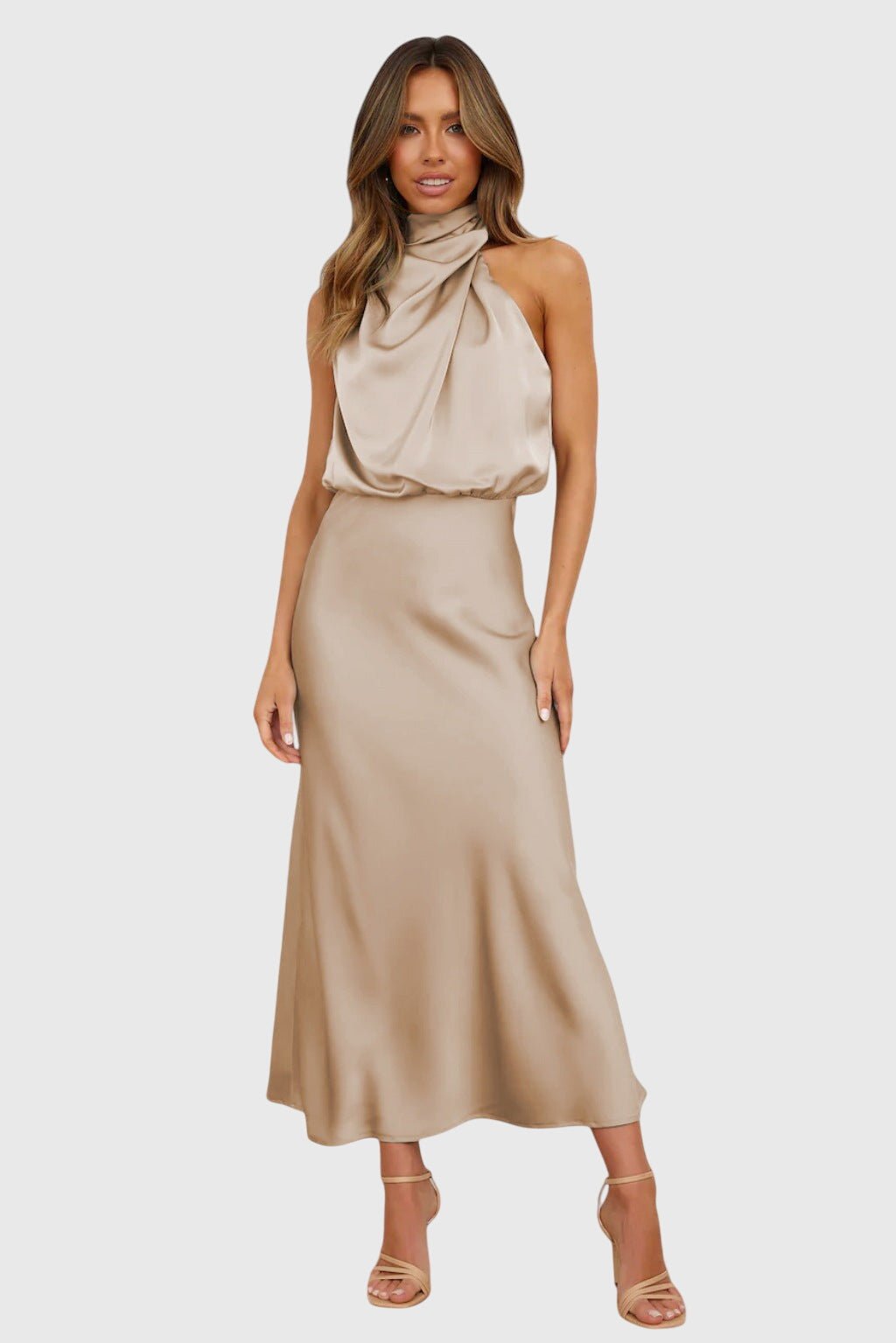 Ava™ | Glamorous Satin Halter Dress - Luna Hampton