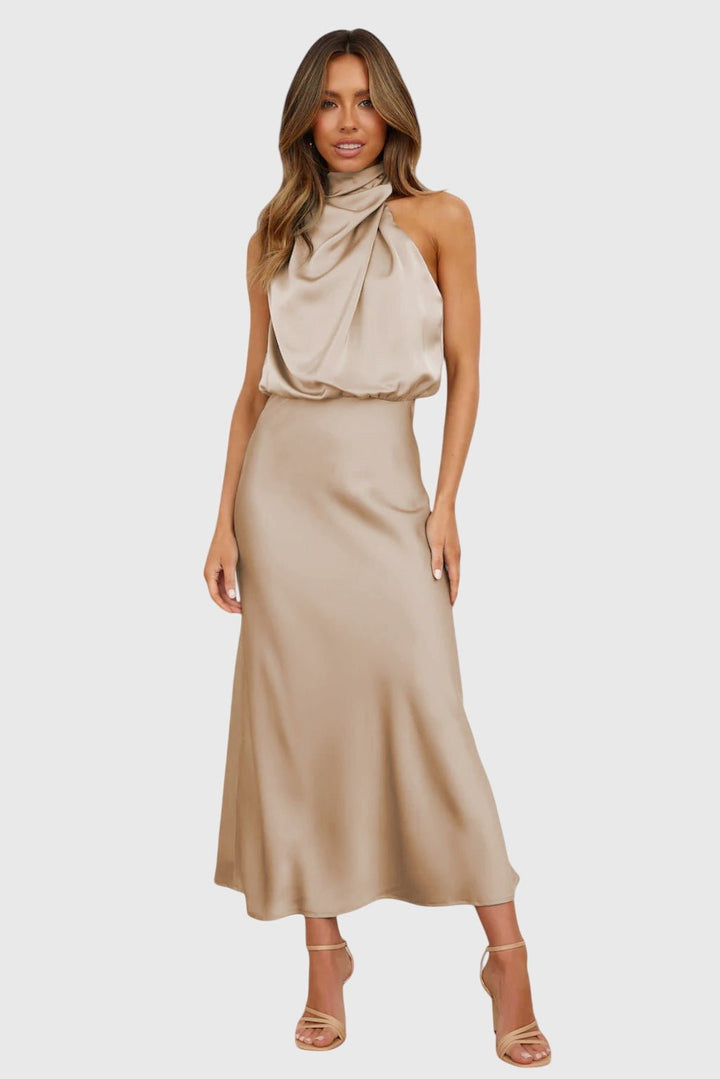 Ava™ | Glamorous Satin Halter Dress - Luna Hampton