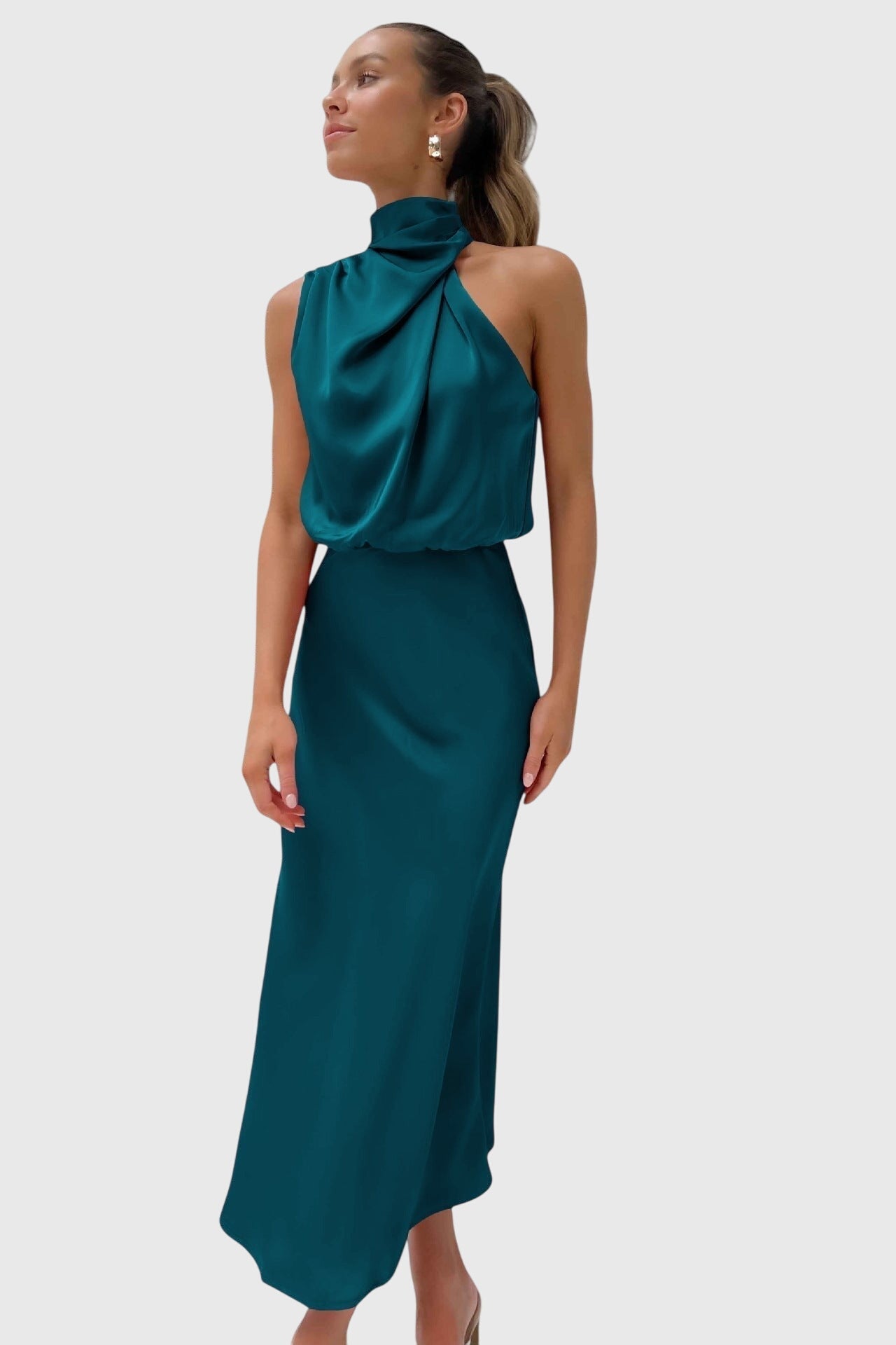 Ava™ | Glamorous Satin Halter Dress - Luna Hampton