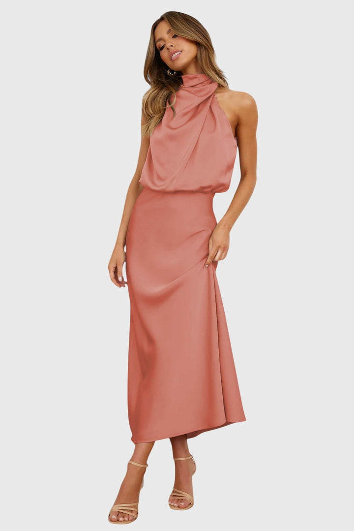 Ava™ | Glamorous Satin Halter Dress - Luna Hampton