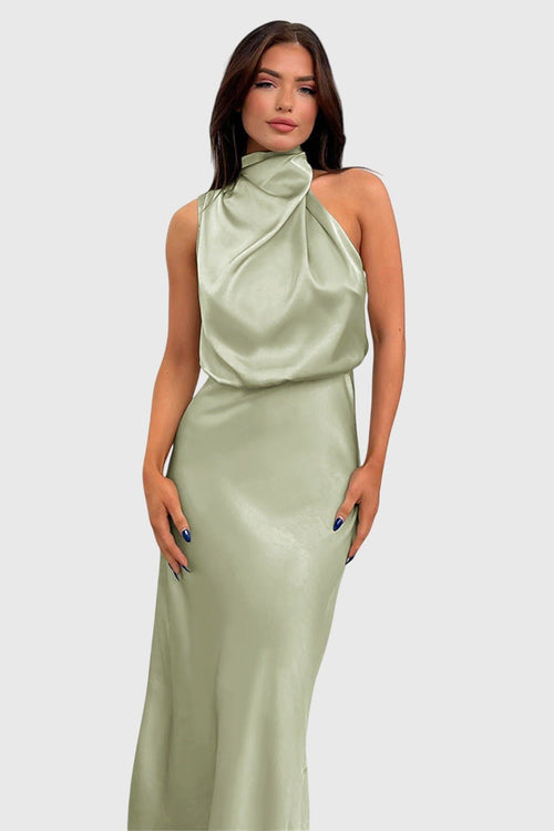 Ava™ | Glamorous Satin Halter Dress - Luna Hampton