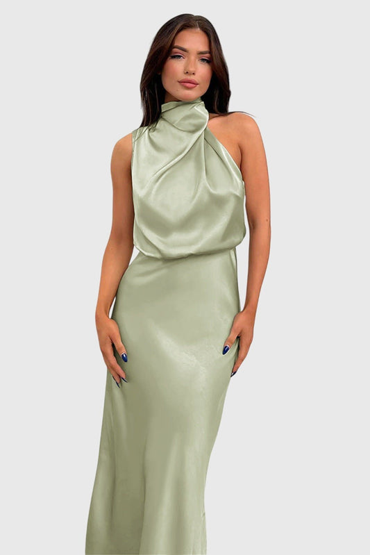Ava™ | Glamorous Satin Halter Dress - Luna Hampton