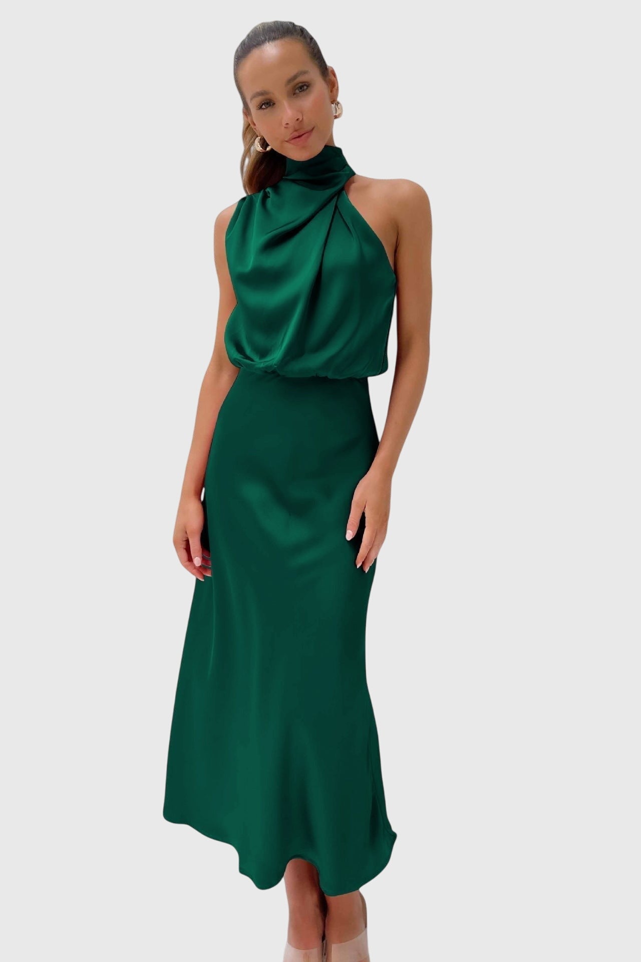 Ava™ | Glamorous Satin Halter Dress - Luna Hampton