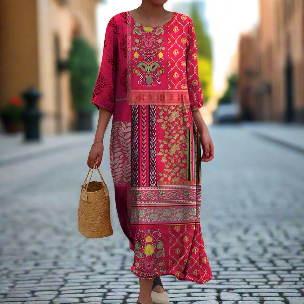 Aviana | Elegant Loose Fitting Boho Maxi Dress - Ciara & Fiona