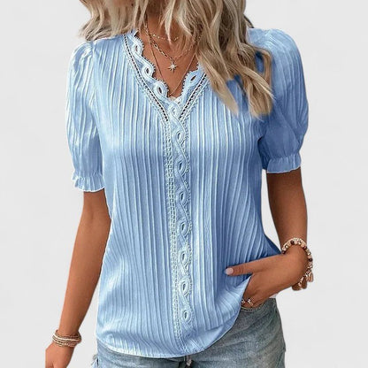 Avienne | Elegant V - Neck Blouse - Luna Hampton