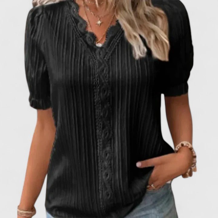 Avienne | Elegant V - Neck Blouse - Luna Hampton