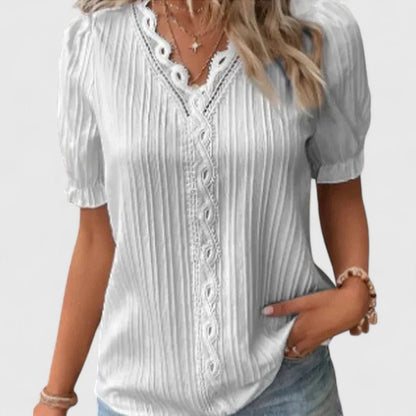 Avienne | Elegant V - Neck Blouse - Luna Hampton