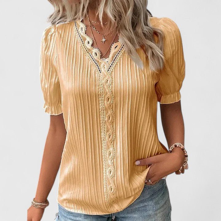 Avienne | Elegant V - Neck Blouse - Luna Hampton