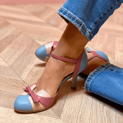 Bellarosa | Colourful sandals with bow and strap, round toe - Ciara & Fiona