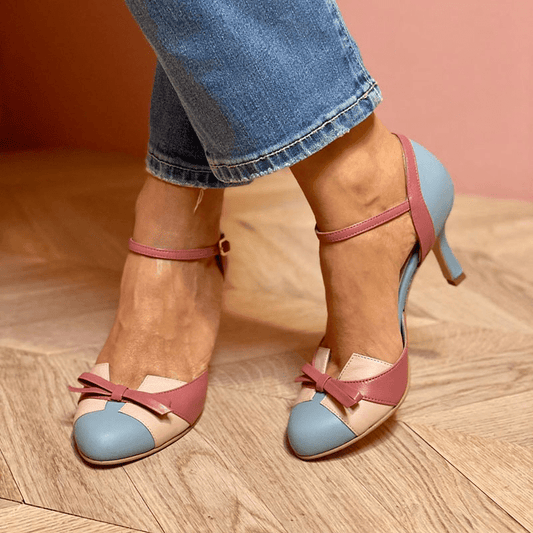 Bellarosa | Colourful sandals with bow and strap, round toe - Ciara & Fiona