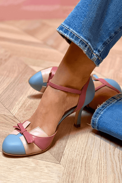 Bellarosa | Colourful sandals with bow and strap, round toe - Ciara & Fiona