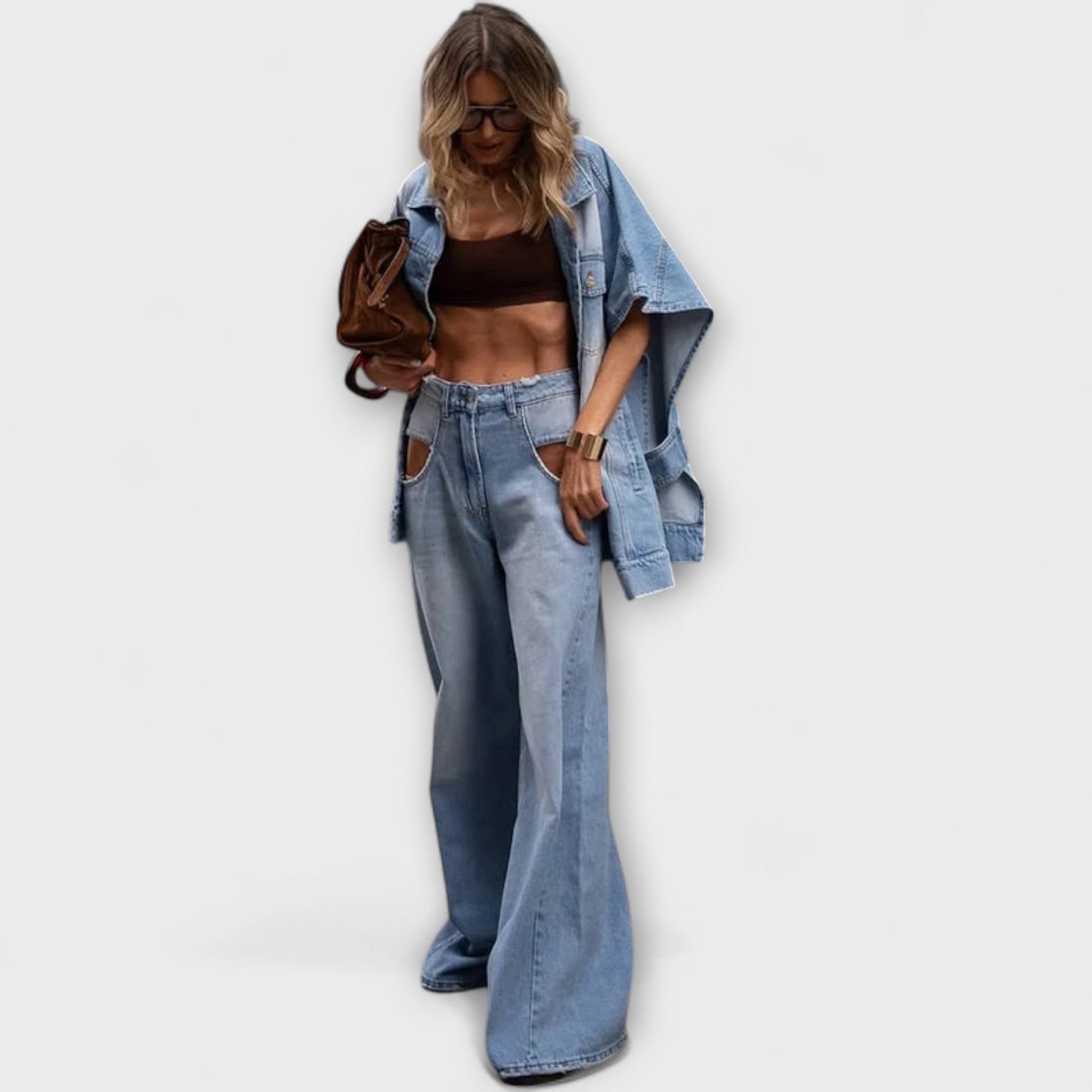 Blair - Loose - Fitting Sleeveless Denim Set - Luna Hampton