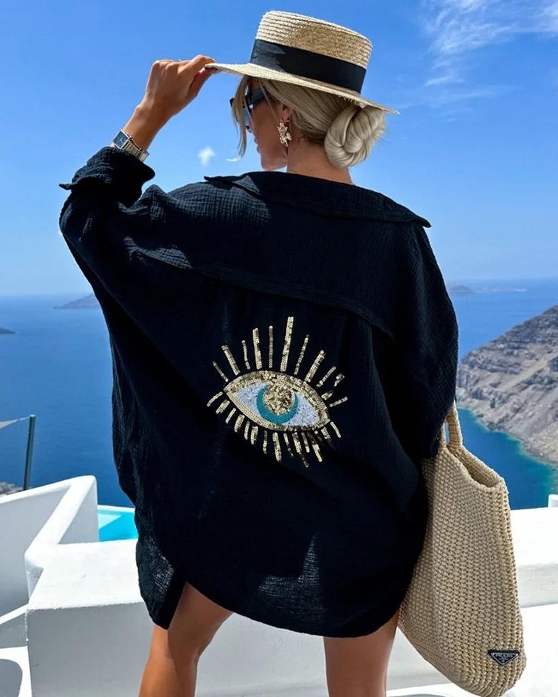 Blakely | Sequin and Pearl Casual Shirt - Ciara & Fiona