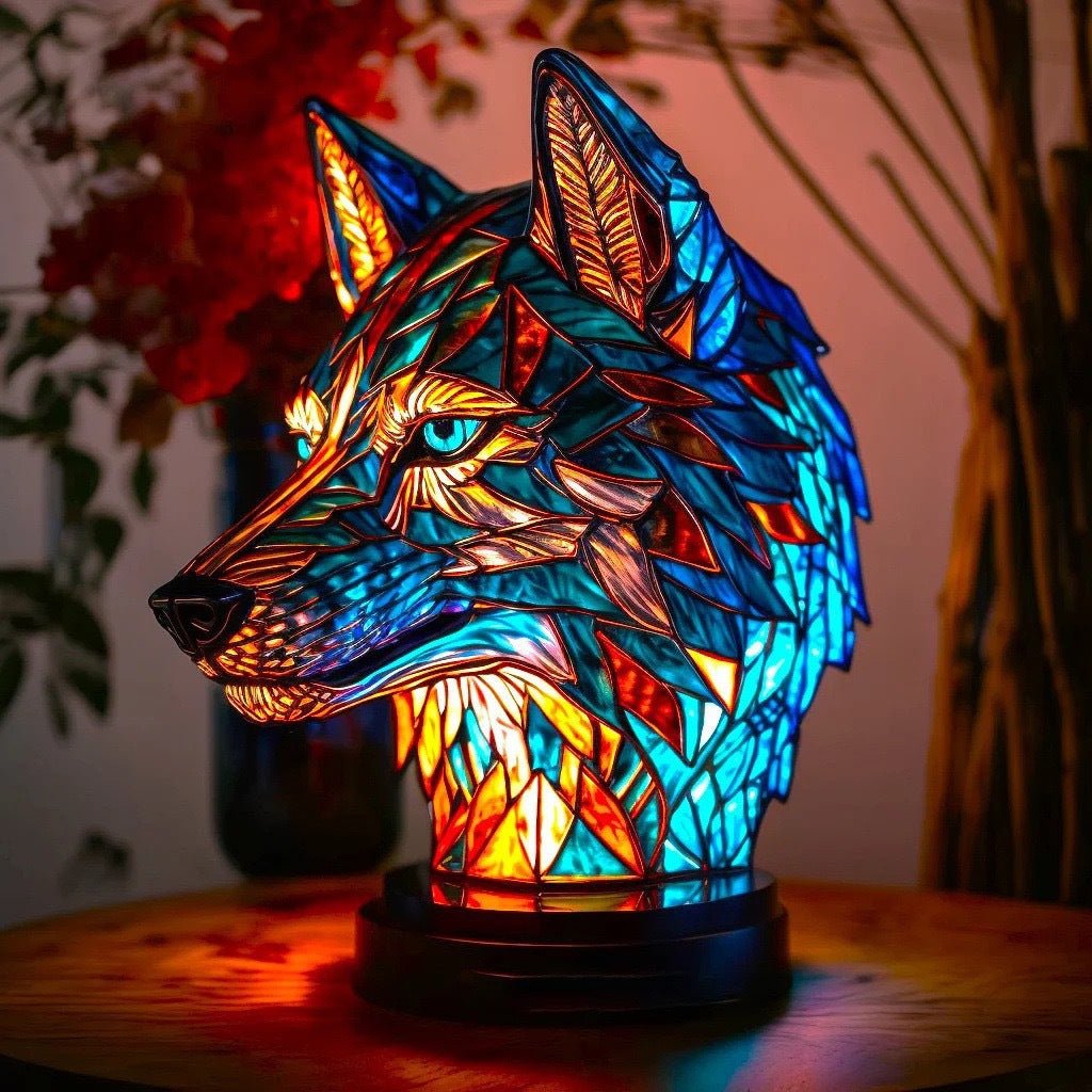 Blaze | Magisk Wolf Lamp in Coloured Glass - Ciara & Fiona