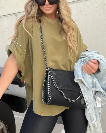 Briella | Studded Oversized Tee - Ciara & Fiona