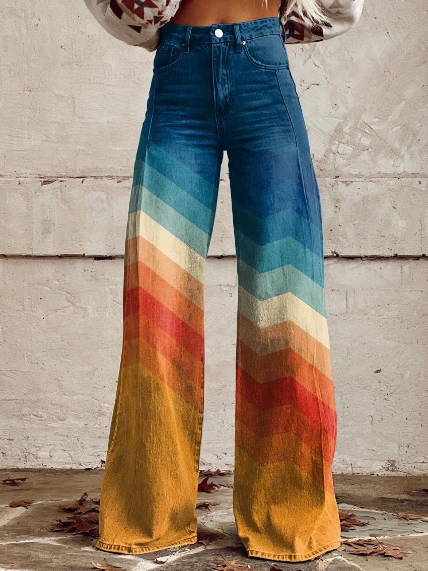 Caterina | Retro Wide - Leg Chevron Pants - Ciara & Fiona