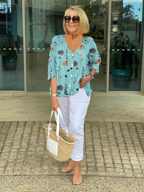 Edita | Cotton and Linen Floral Top