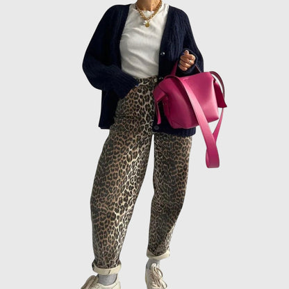 Chandra - Vintage Jeans with Leopard Print - Luna Hampton