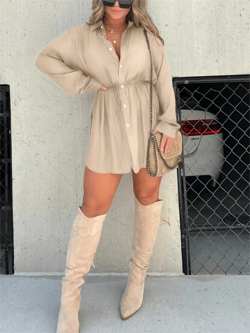 Chandria | Trendy Satin Romper Dress - Ciara & Fiona