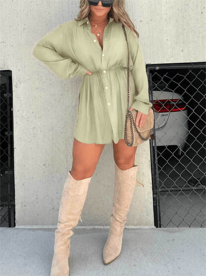Chandria | Trendy Satin Romper Dress - Ciara & Fiona