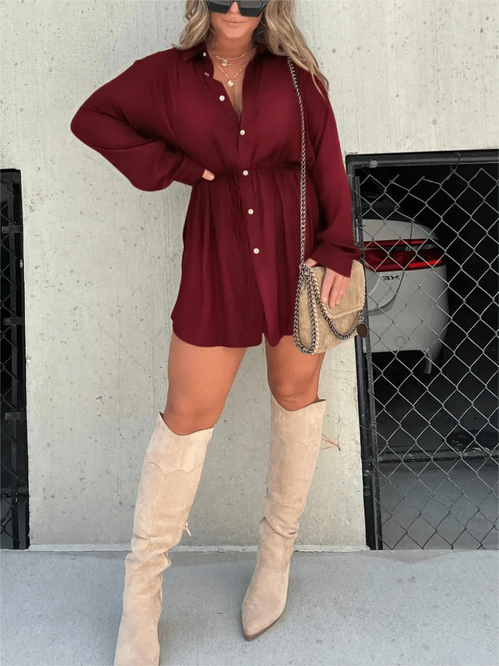 Chandria | Trendy Satin Romper Dress - Ciara & Fiona
