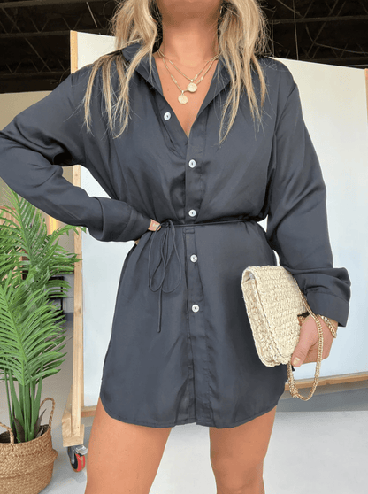 Chandria | Trendy Satin Romper Dress - Ciara & Fiona