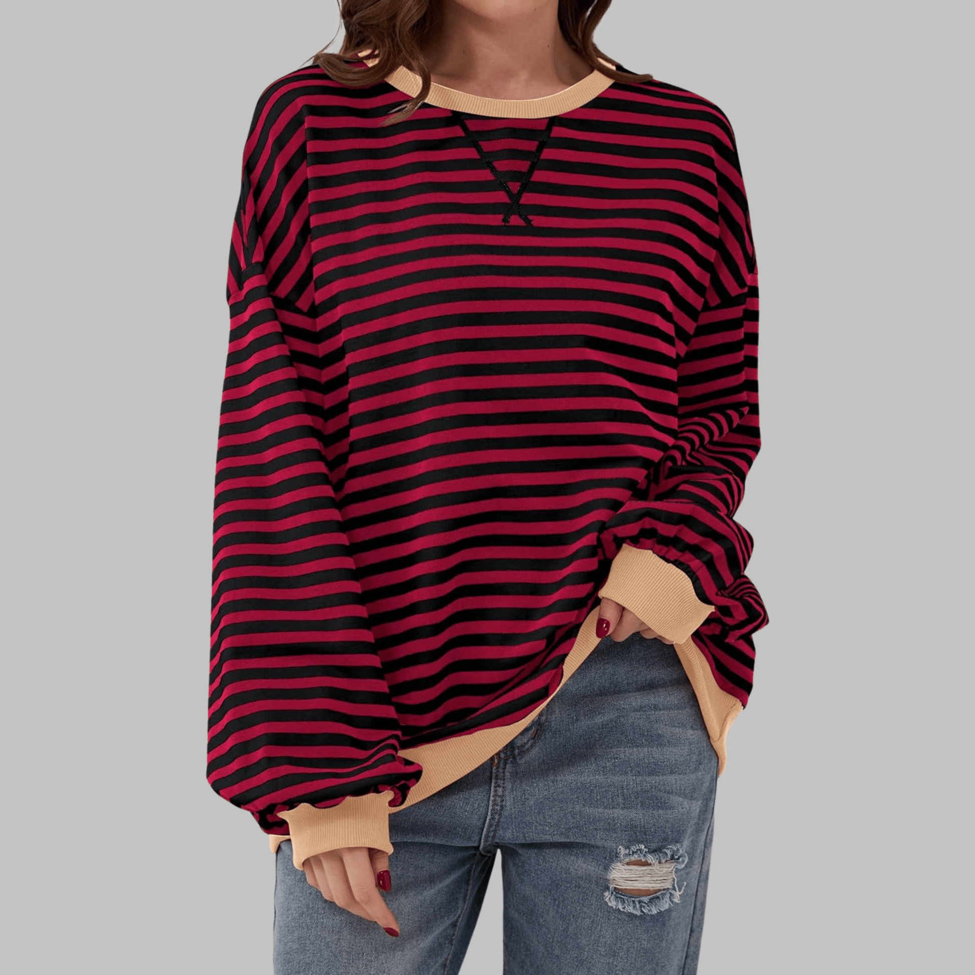 Charis | Casual Striped Sweatshirt - Ciara & Fiona
